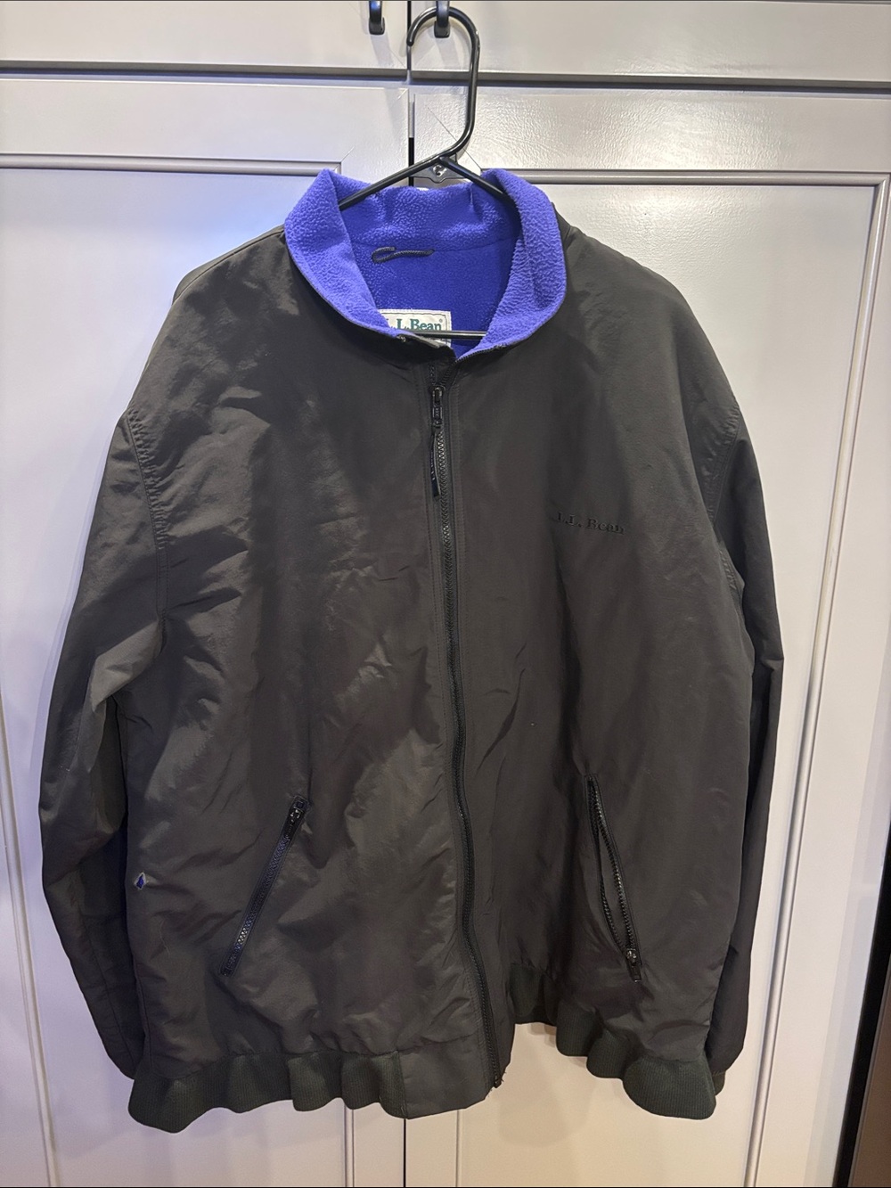 L.L. BEAN Vintage Men's Black/Purple Fleece Three-Season Full Zip Jacket